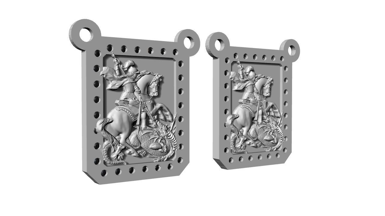 Scapular Saint George Sao Jorge with Jesus and Mary 3D print model_8