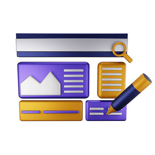 Web Design Low-poly 3D model