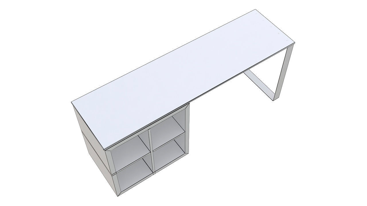 Wooden desk with steel leg 3D model_6