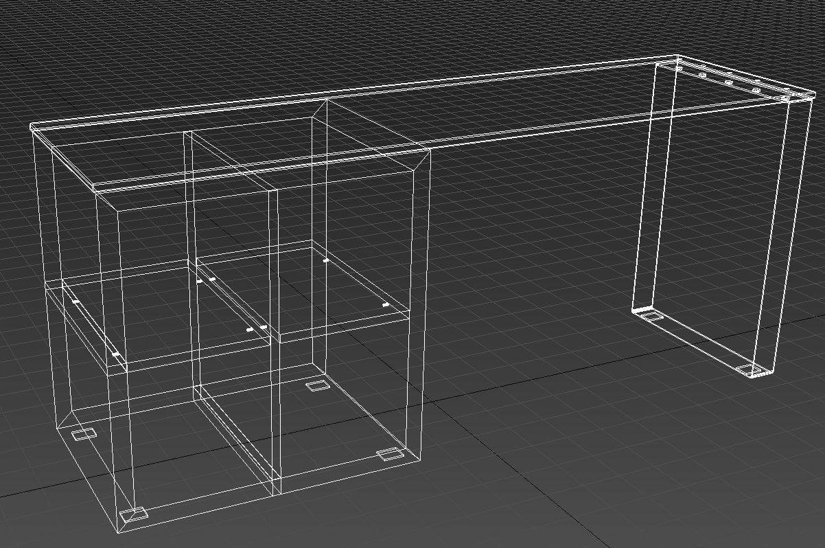 Wooden desk with steel leg 3D model_11