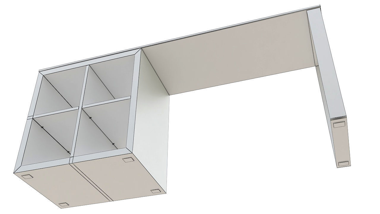 Wooden desk with steel leg 3D model_8