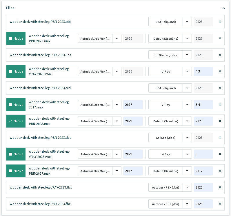 Wooden desk with steel leg 3D model_15