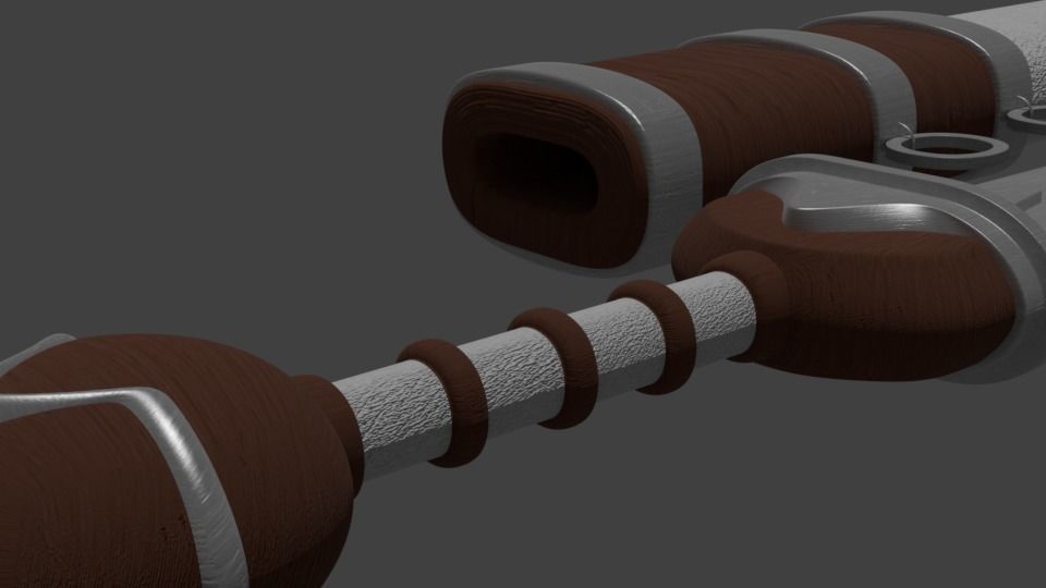 Stilized Roman gladius with holster Low-poly 3D model_1