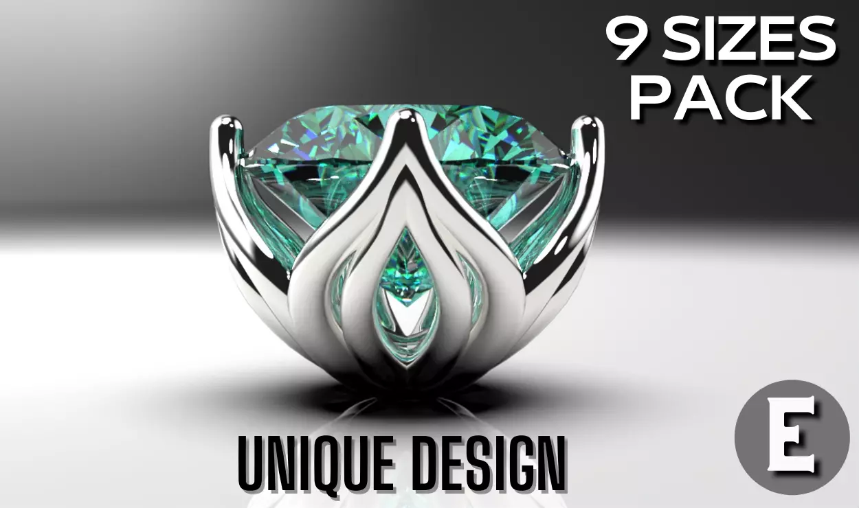 a package of engagement solitaire lotos ring head stud earrings 3D print model