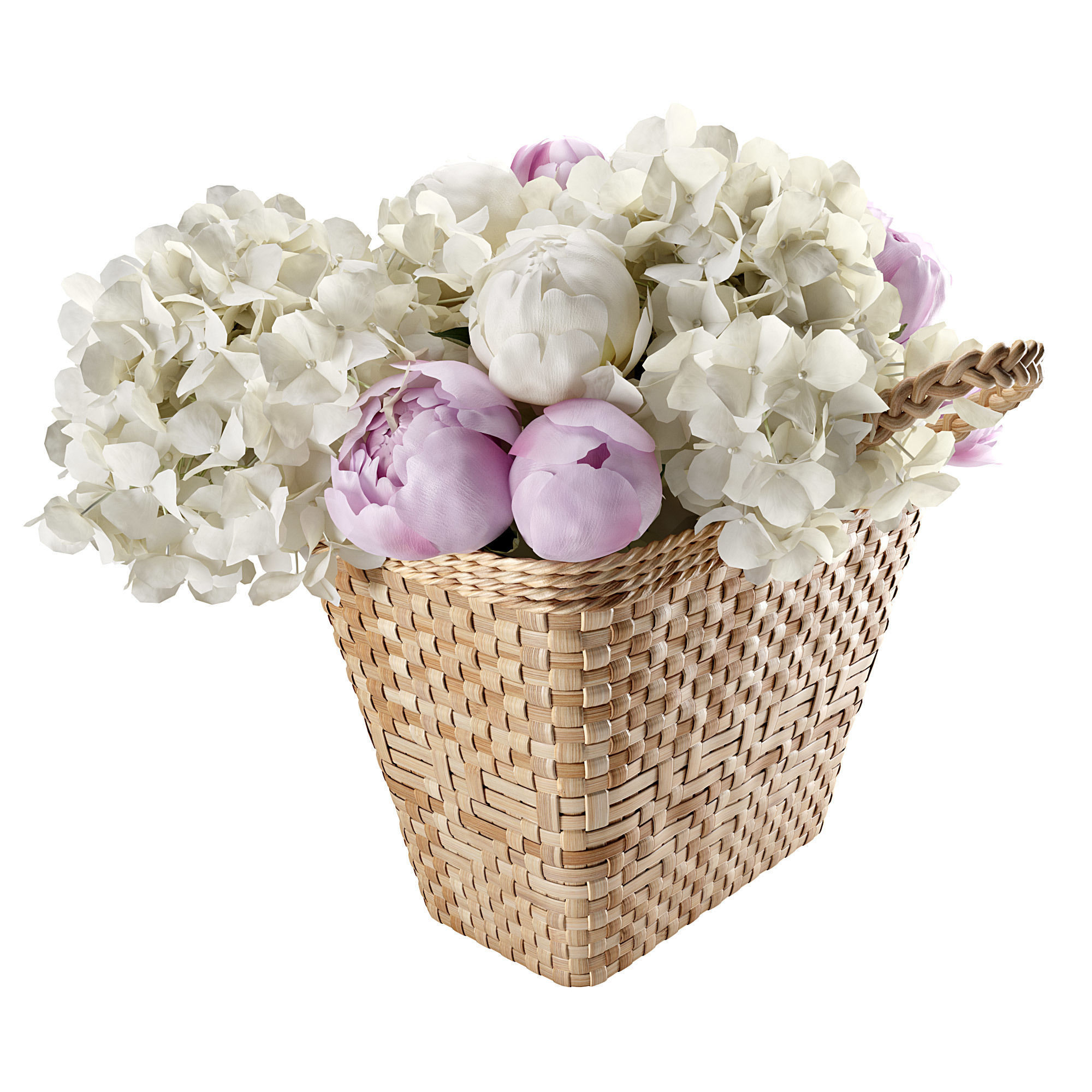 Basket with flowers 3D model_4