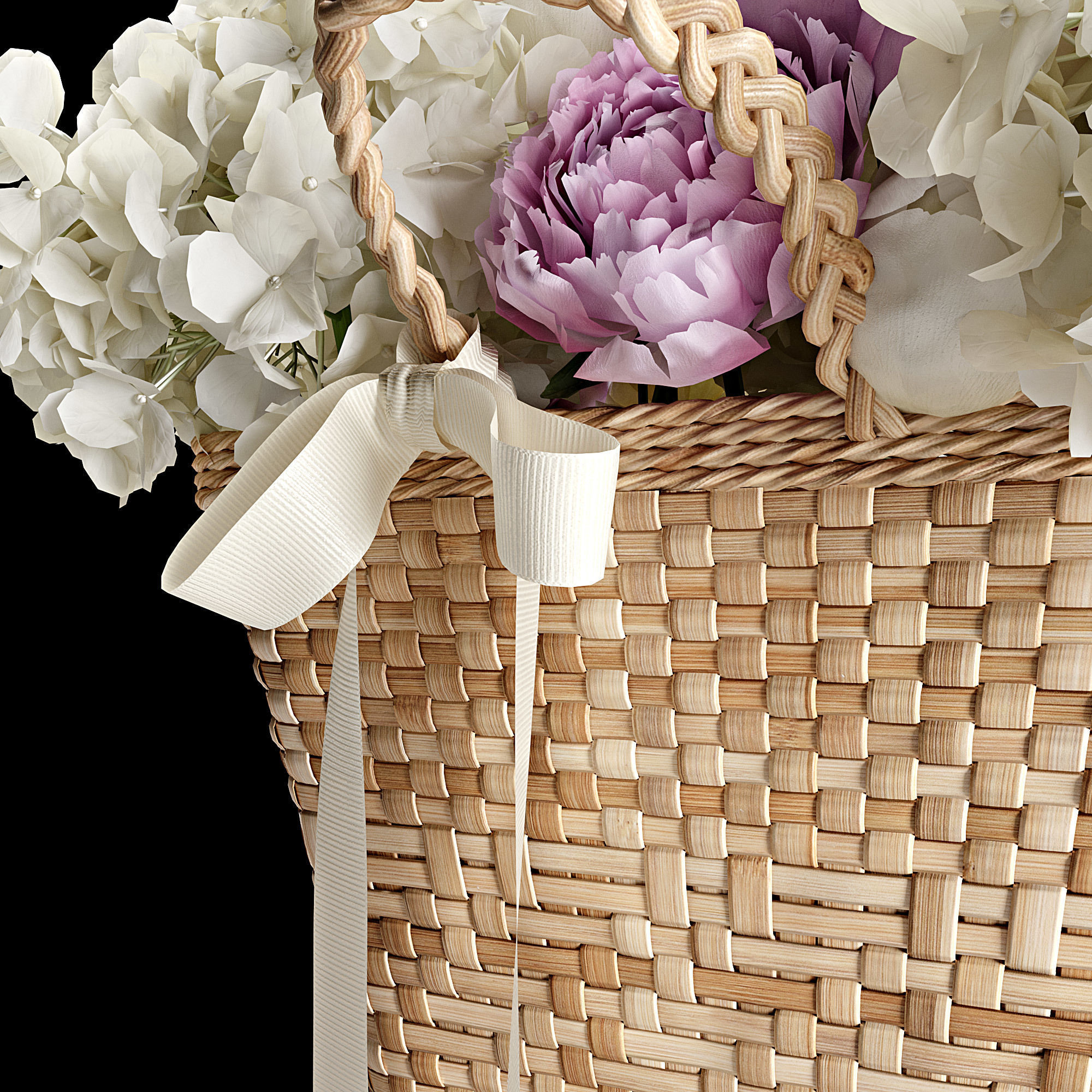 Basket with flowers 3D model_5