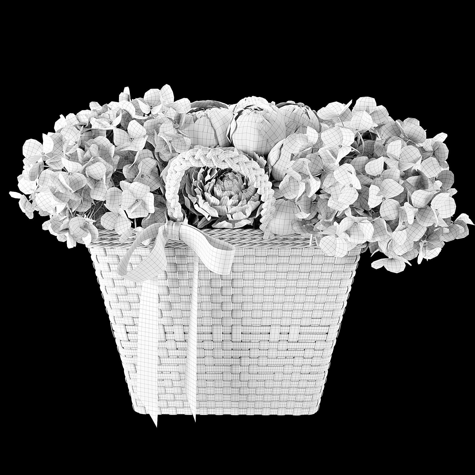 Basket with flowers 3D model_6