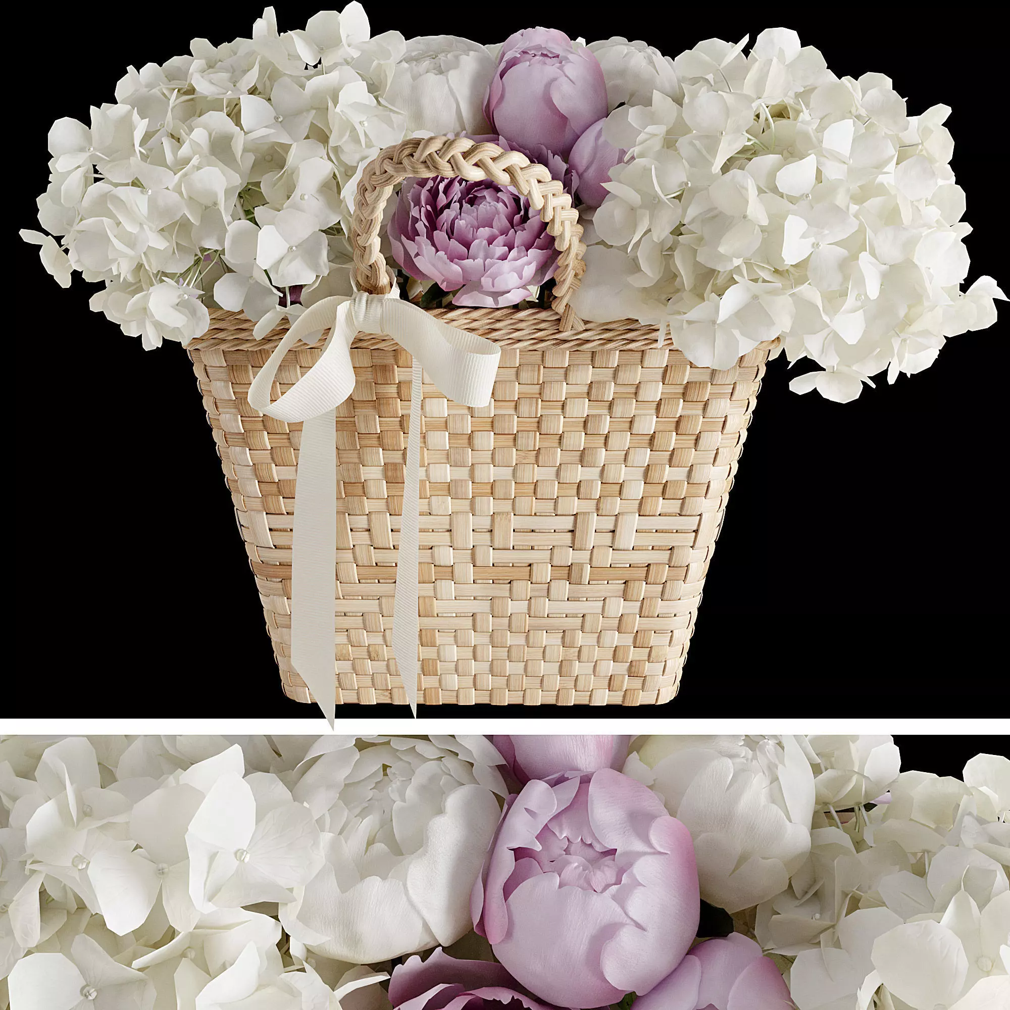 Basket with flowers 3D model_0