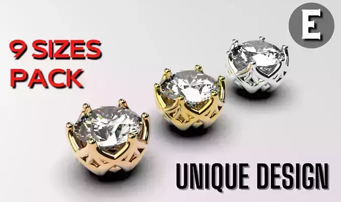 a package of engagement solitaire ring head or stud earrings