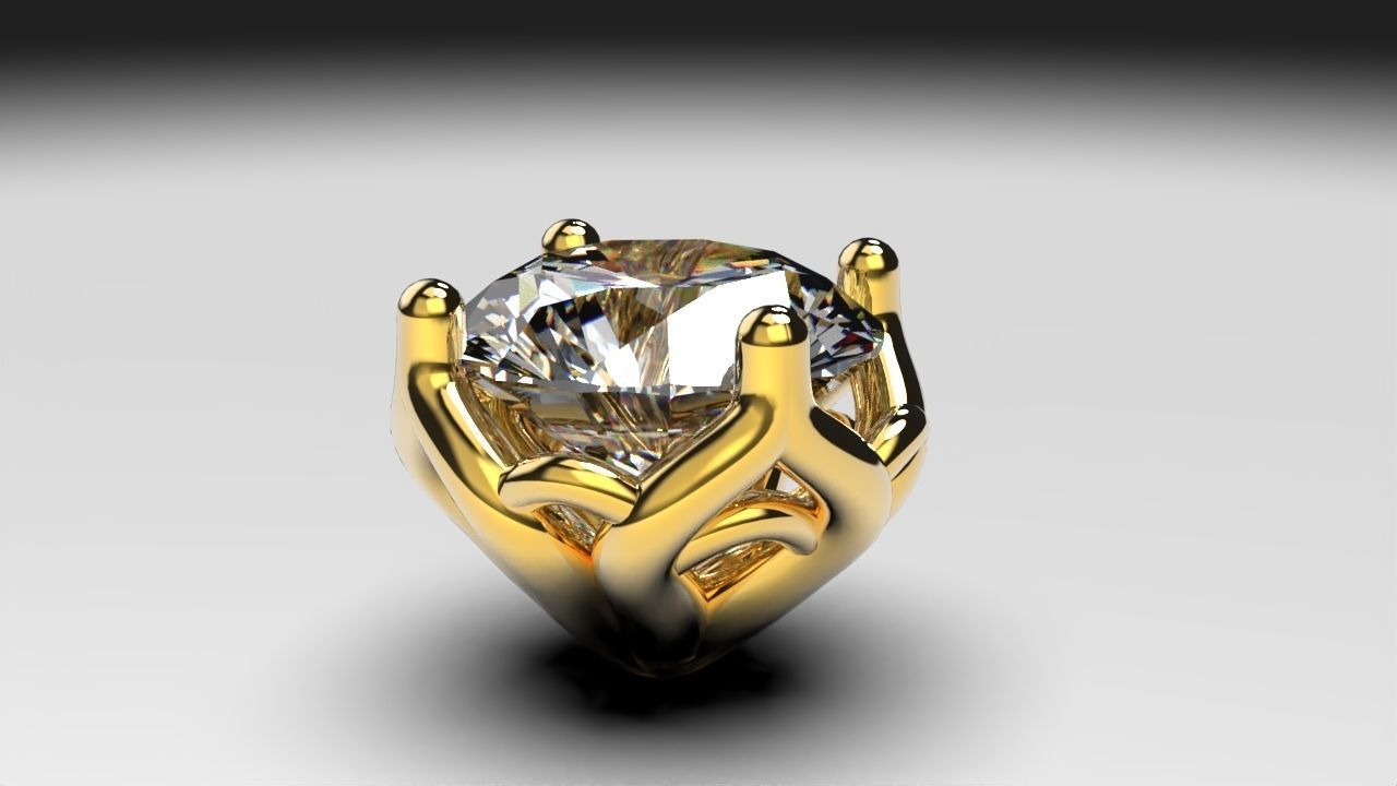 a package of engagement solitaire ring head or stud earrings 3D print model_3