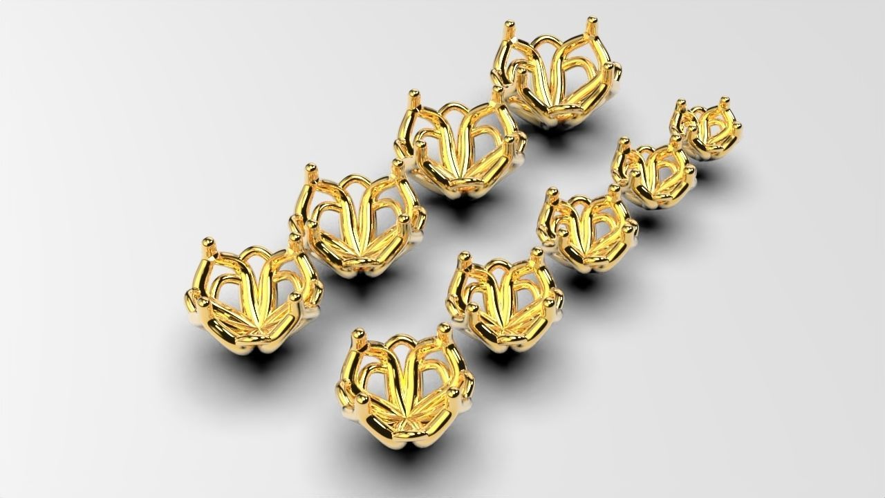 a package of engagement solitaire ring head or stud earrings 3D print model_7