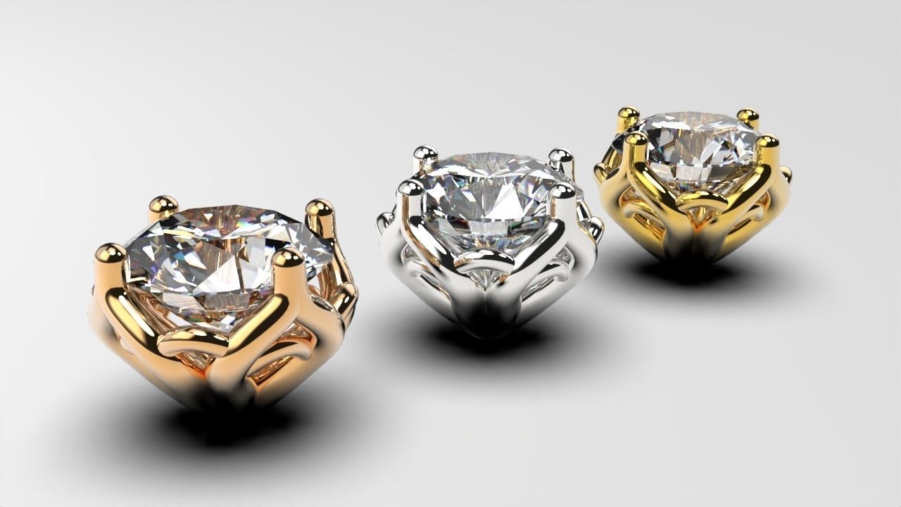 a package of engagement solitaire ring head or stud earrings 3D print model_9