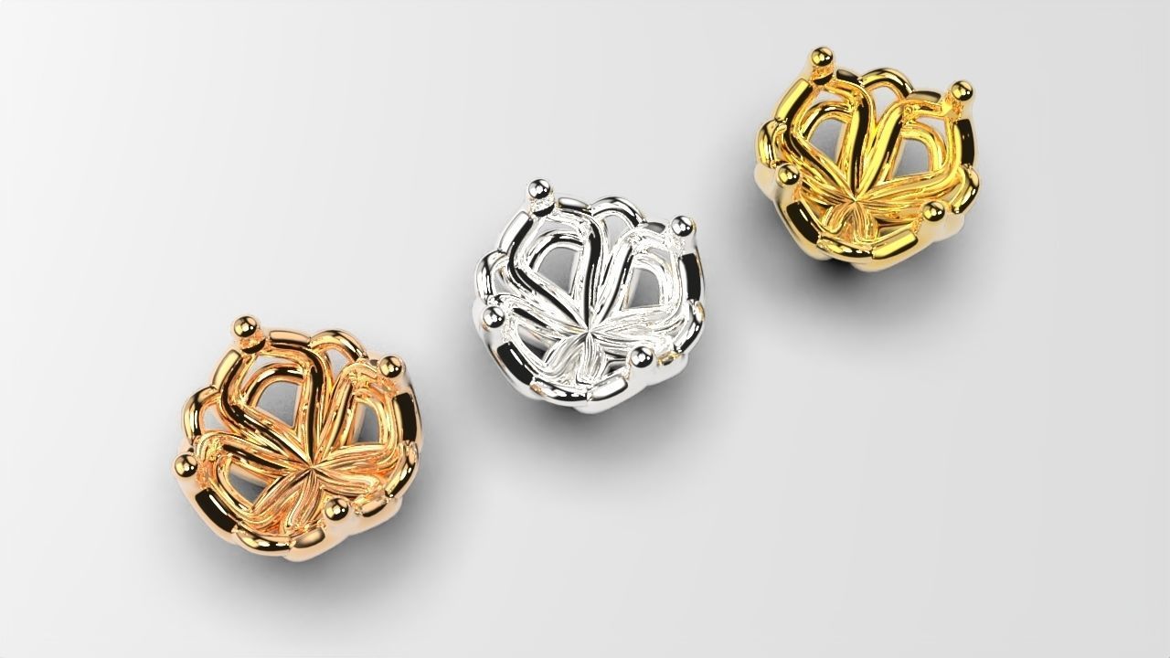 a package of engagement solitaire ring head or stud earrings 3D print model_10