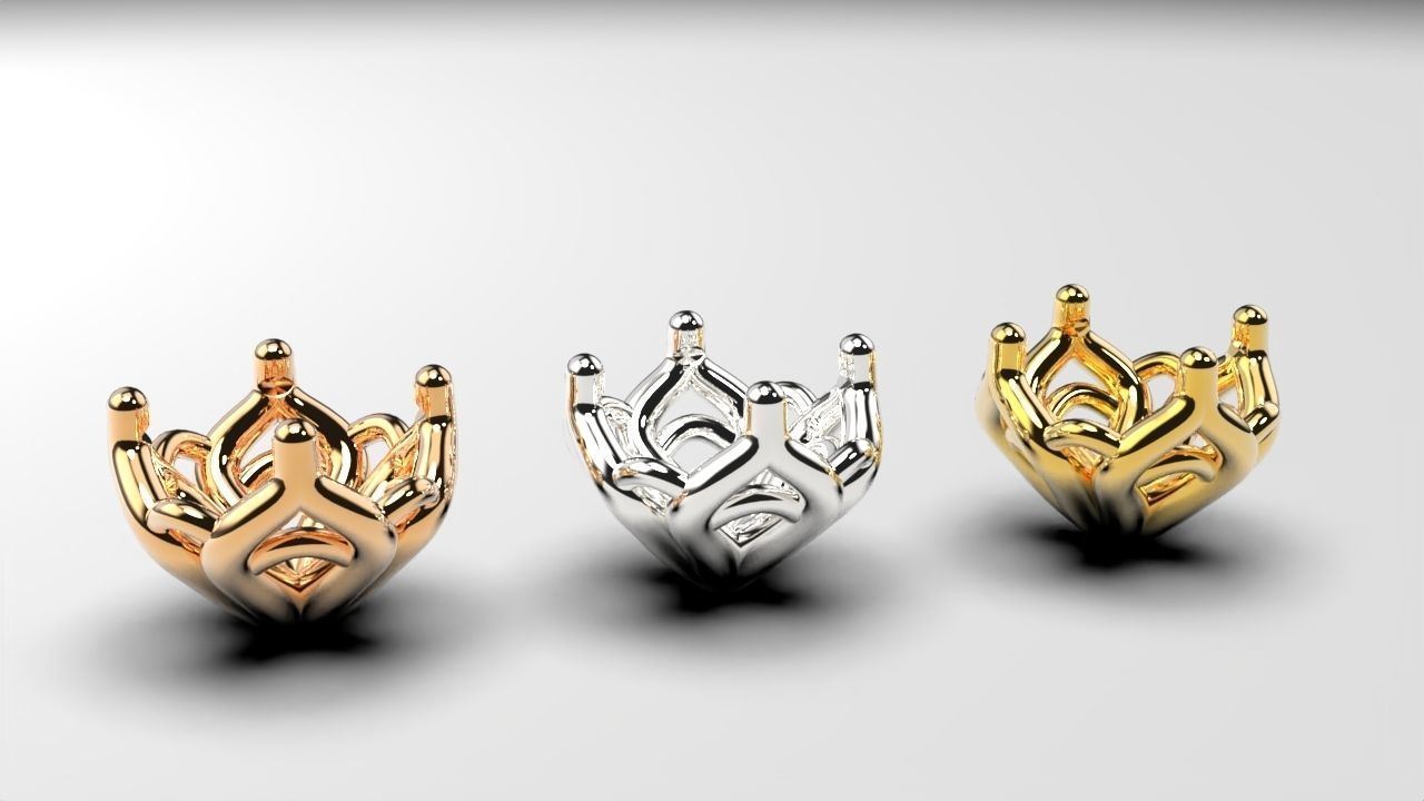 a package of engagement solitaire ring head or stud earrings 3D print model_11