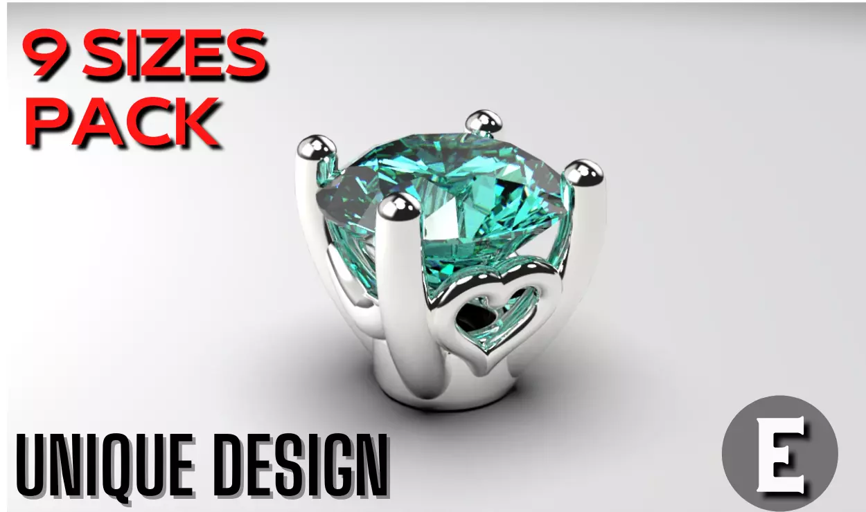 a package of engagement solitaire ring head or stud earrings 3D print model