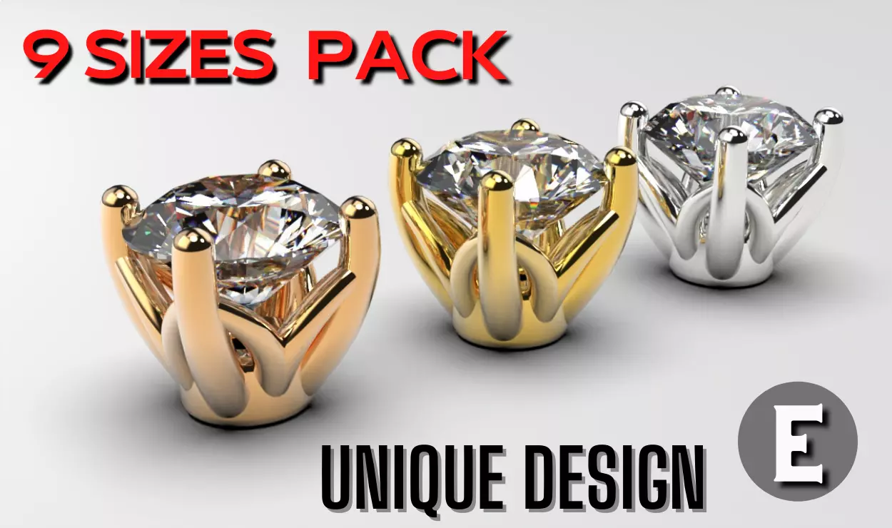 a package of engagement solitaire ring head or stud earrings 3D print model