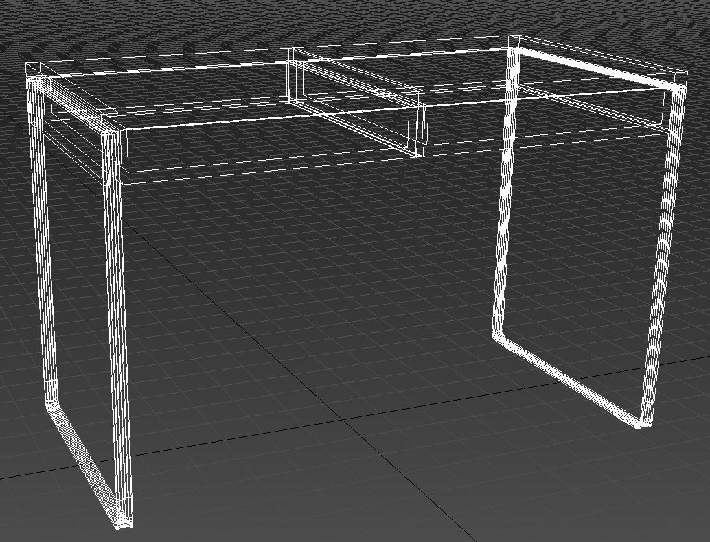 Desk with drawers steel legs 3D model_9