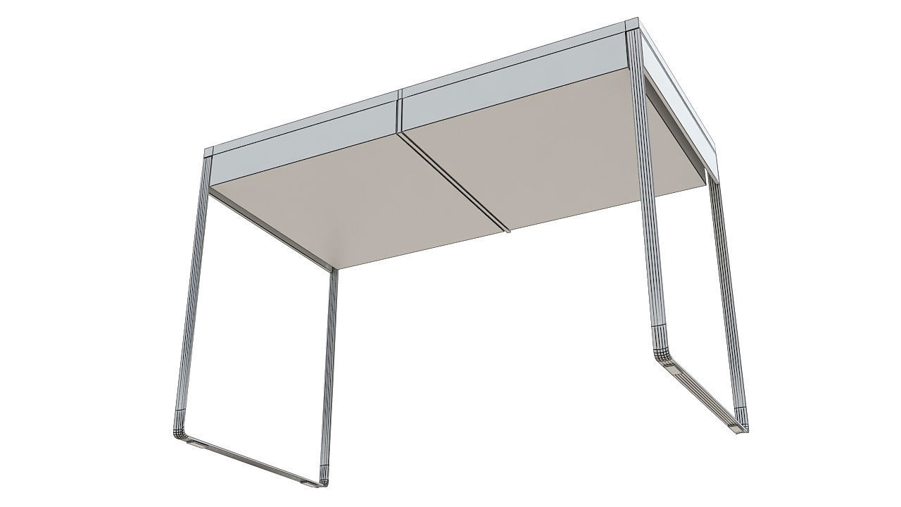 Desk with drawers steel legs 3D model_8