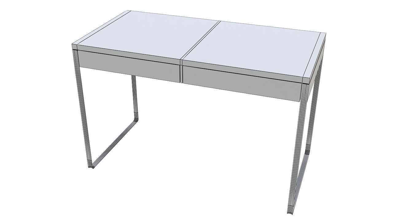 Desk with drawers steel legs 3D model_6