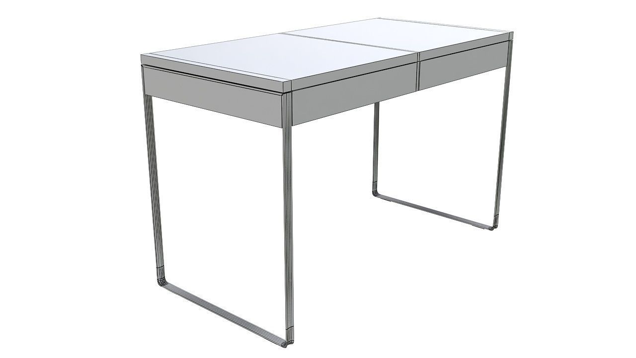 Desk with drawers steel legs 3D model_7