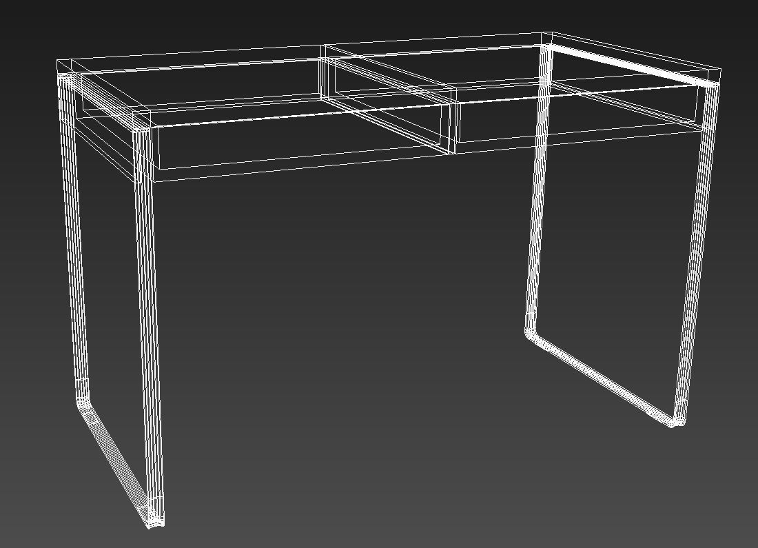 Desk with drawers steel legs 3D model_10