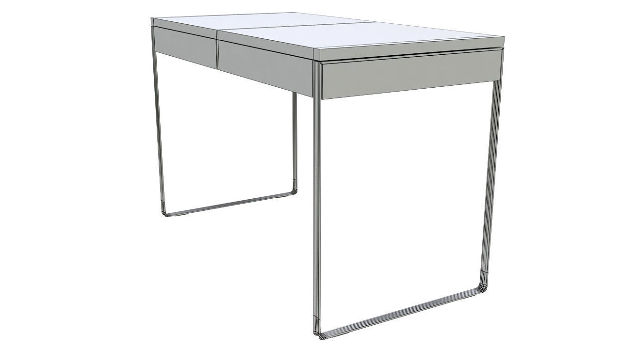 Desk with drawers steel legs 3D model_5