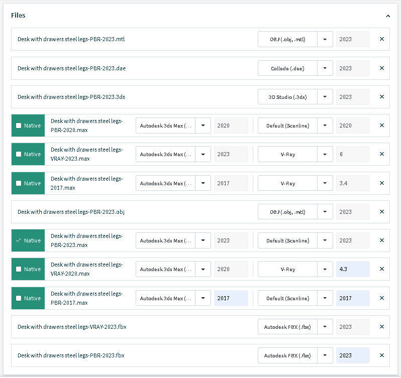 Desk with drawers steel legs 3D model_14