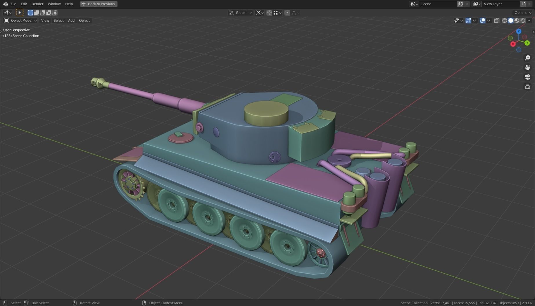 Tiger I Tank Base Mesh Low-poly 3D model_11