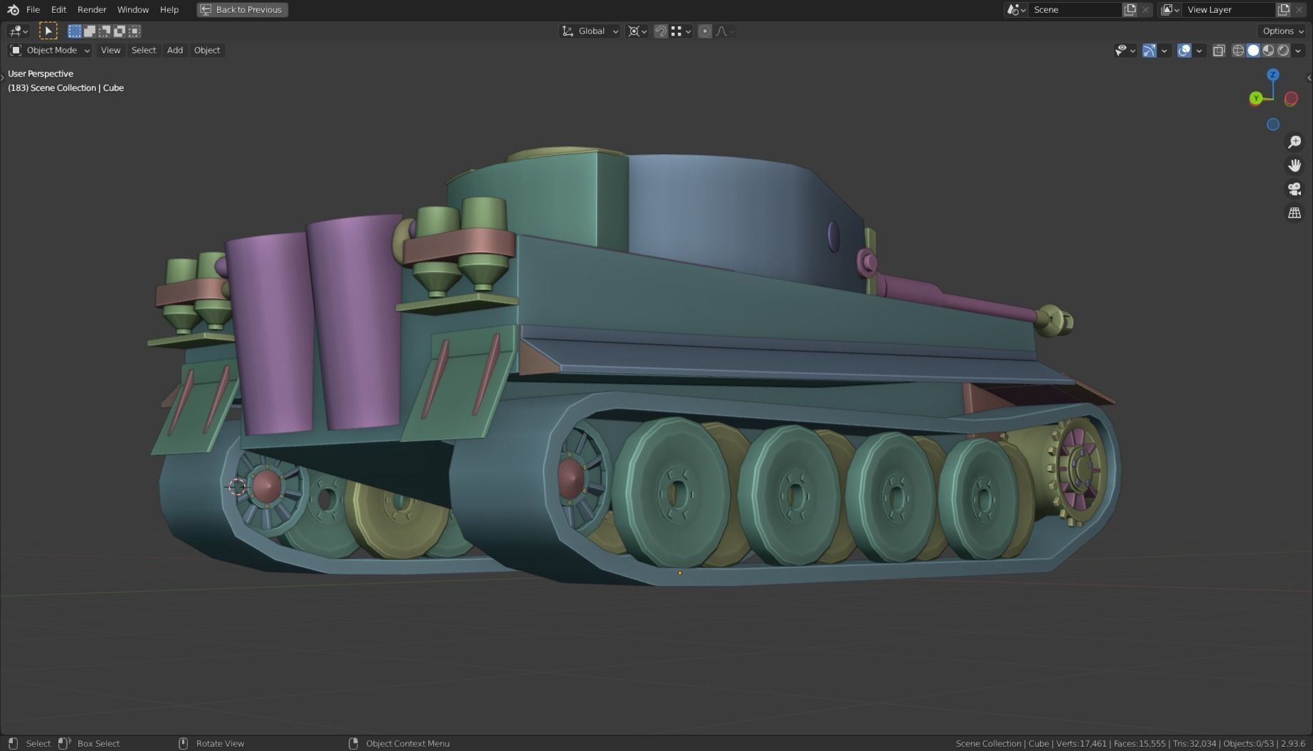 Tiger I Tank Base Mesh Low-poly 3D model_16