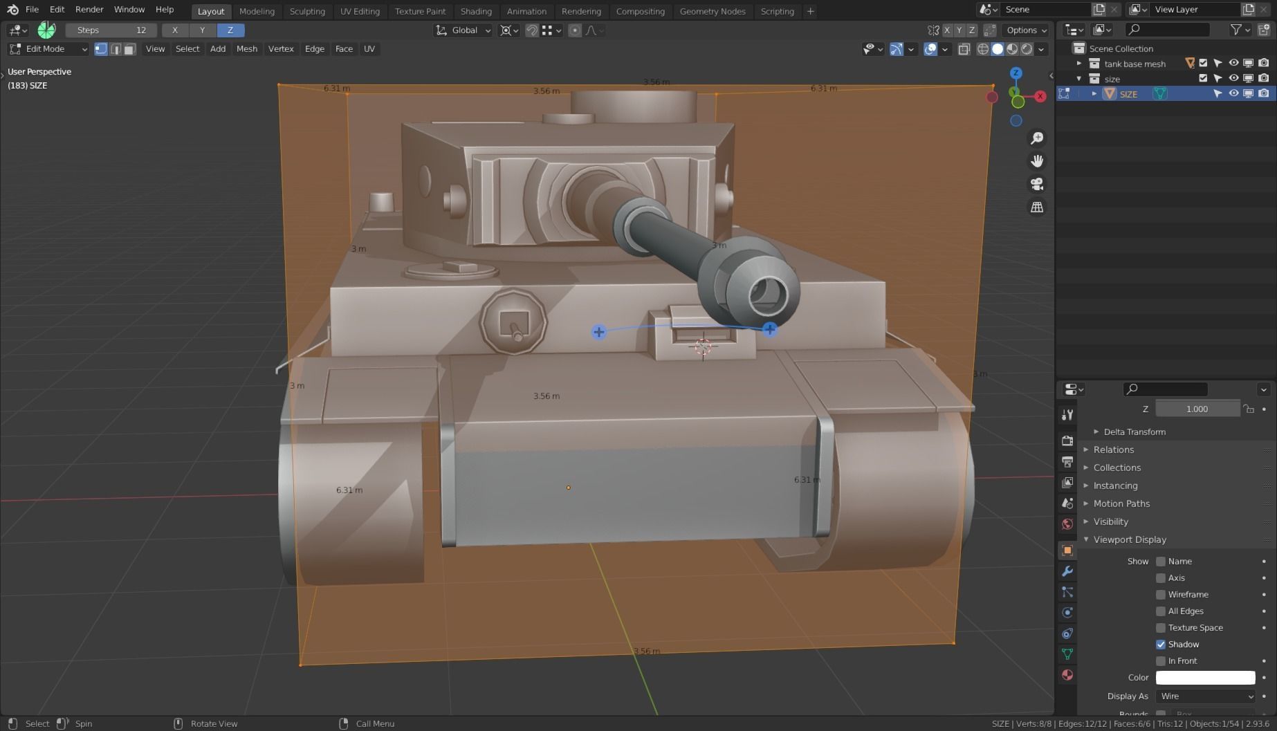 Tiger I Tank Base Mesh Low-poly 3D model_7