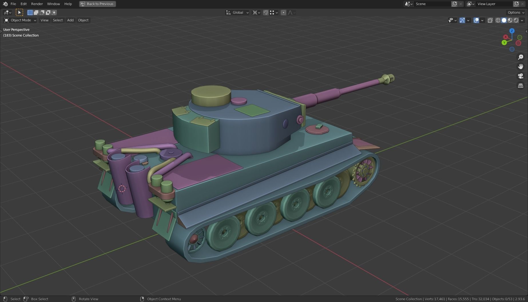Tiger I Tank Base Mesh Low-poly 3D model_13