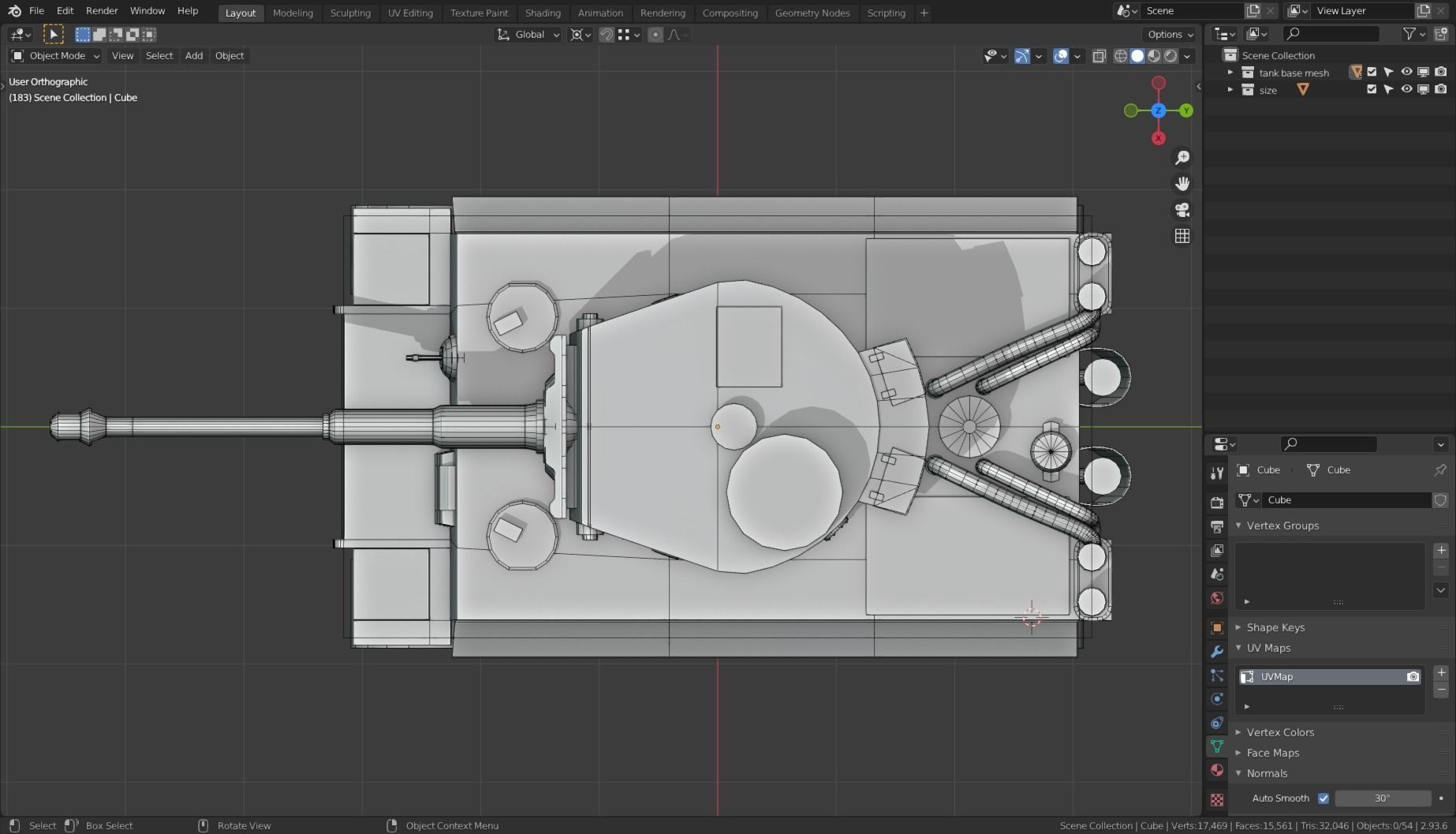 Tiger I Tank Base Mesh Low-poly 3D model_22