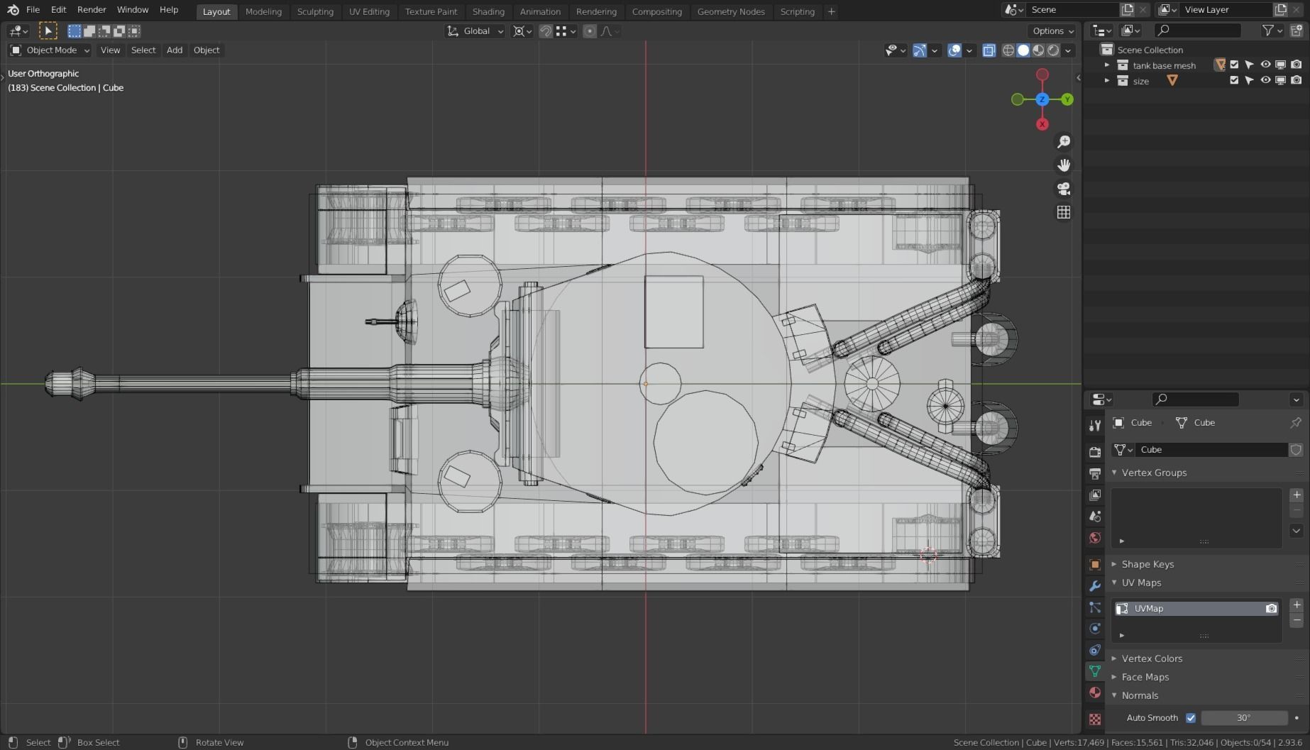 Tiger I Tank Base Mesh Low-poly 3D model_23