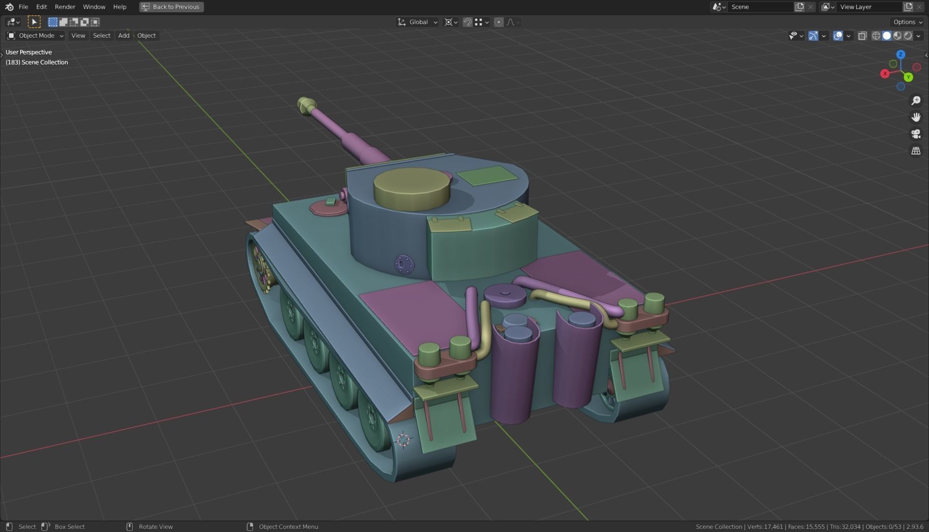 Tiger I Tank Base Mesh Low-poly 3D model_12