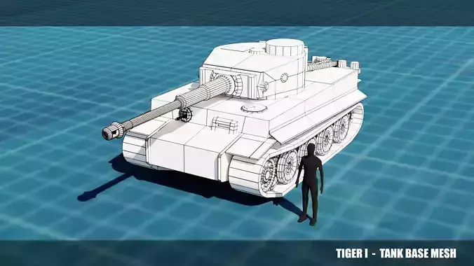 Tiger I Tank Base Mesh Low-poly 3D model