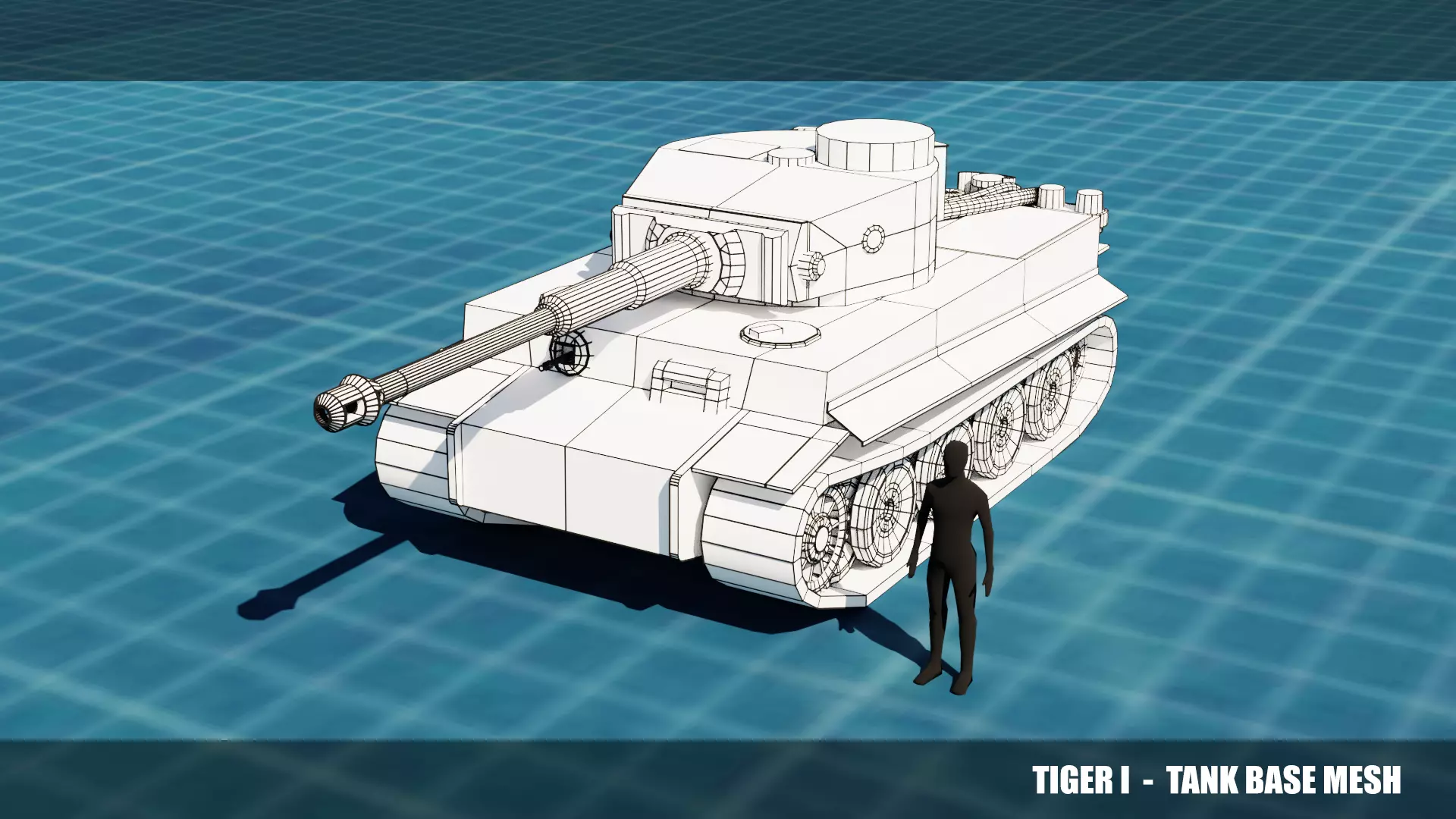 Tiger I Tank Base Mesh Low-poly 3D model_0
