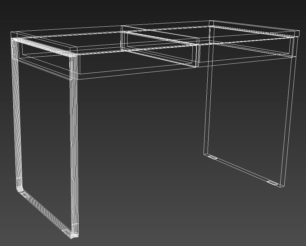 Wooden desk one steel leg 3D model_10