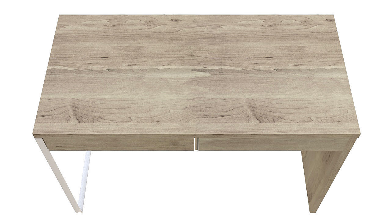 Wooden desk one steel leg 3D model_4
