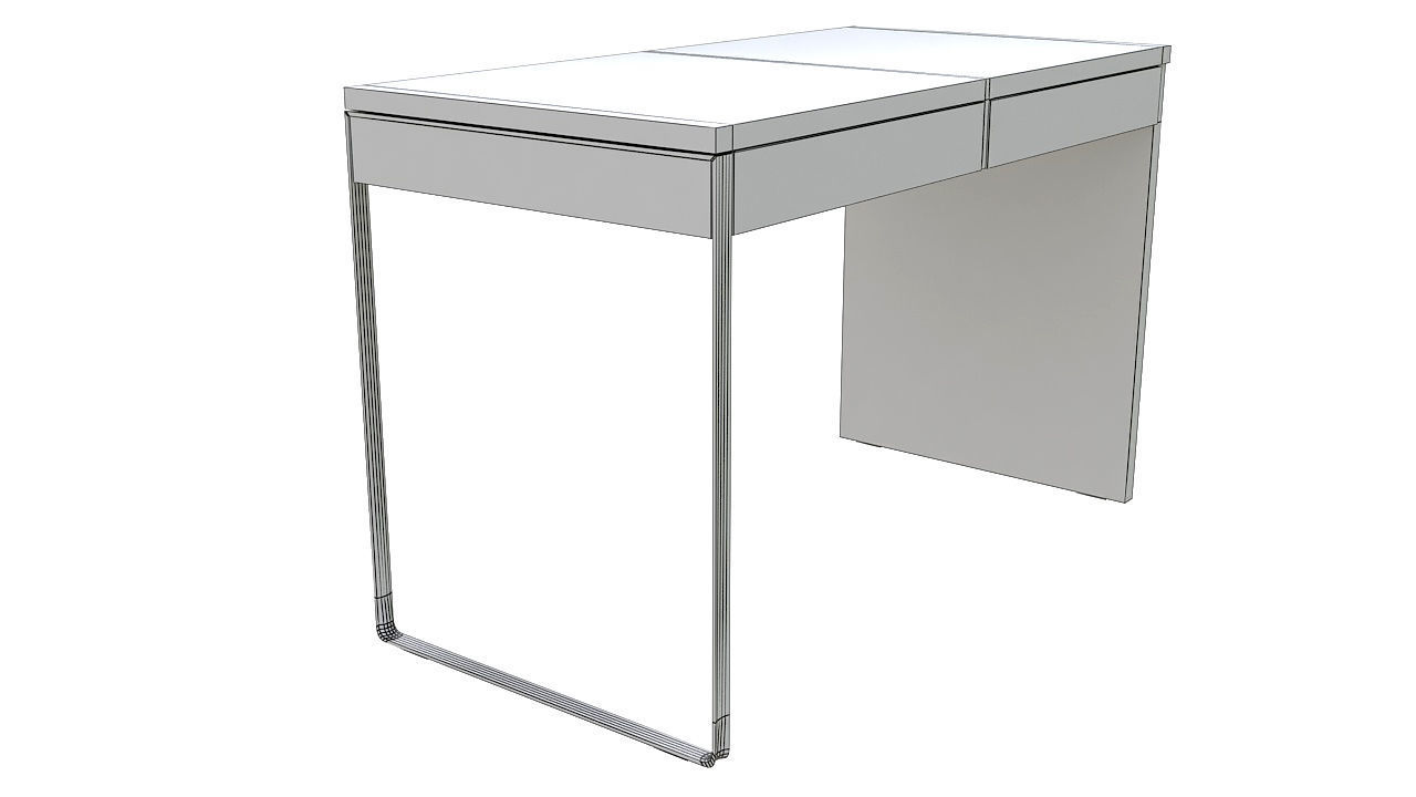 Wooden desk one steel leg 3D model_6