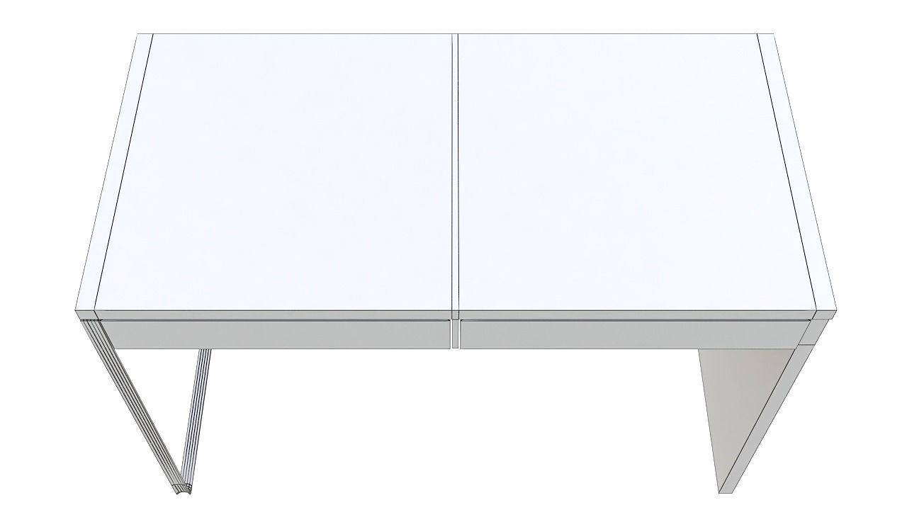 Wooden desk one steel leg 3D model_5