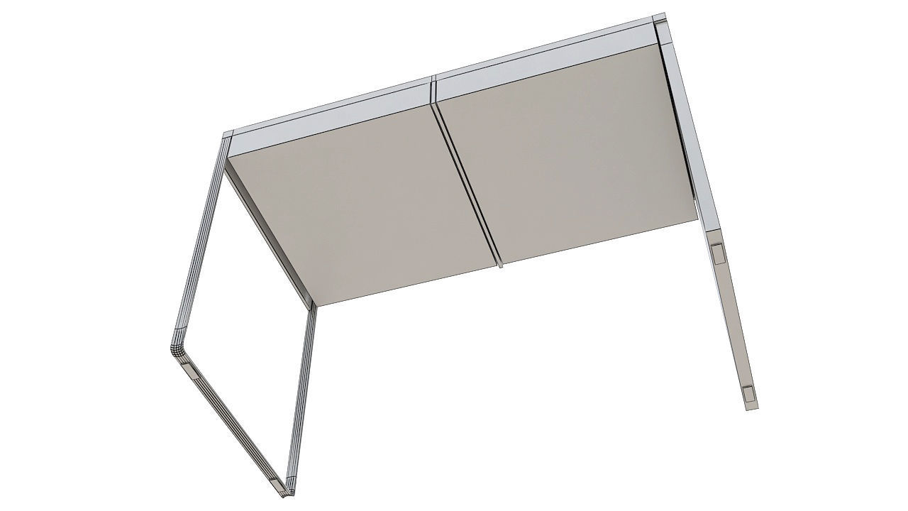 Wooden desk one steel leg 3D model_8