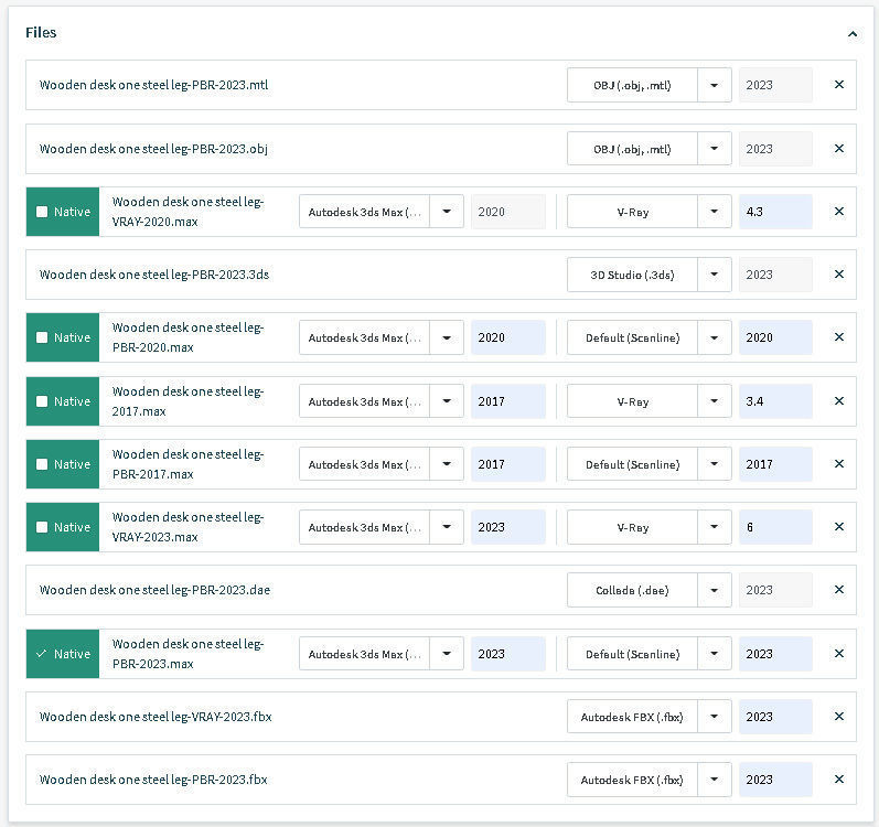 Wooden desk one steel leg 3D model_14