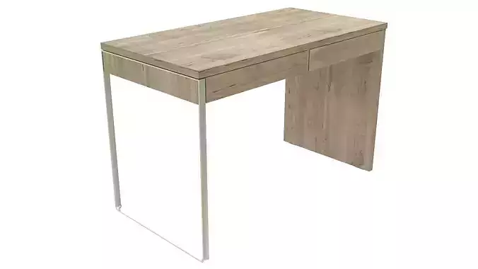 Wooden desk one steel leg 3D model