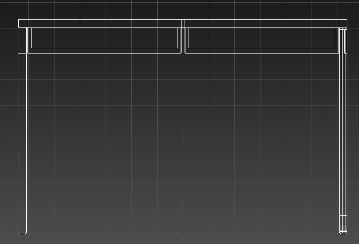 Wooden desk one steel leg 3D model_12