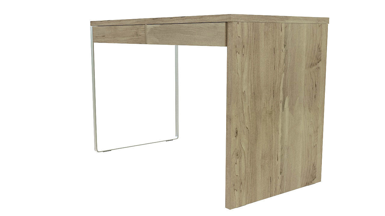 Wooden desk one steel leg 3D model_3