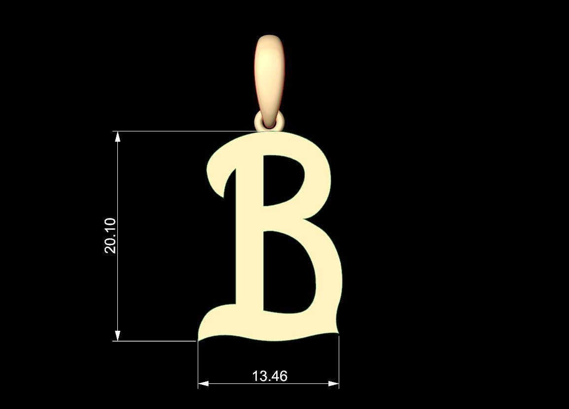 Initial Letters Pendant Mahalo B 3D print model_5
