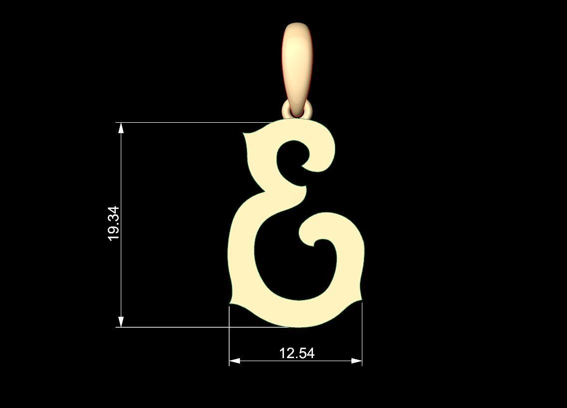 Initial Letters Pendant Mahalo E 3D print model_5