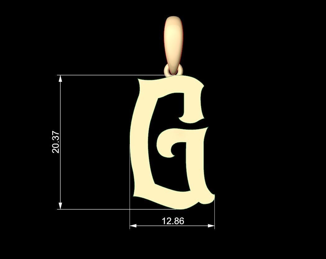 Initial Letters Pendant Mahalo G 3D print model_5
