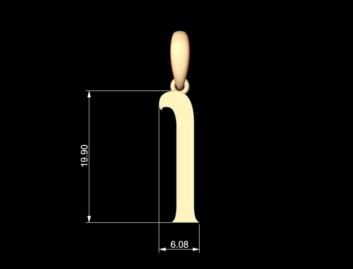 Initial Letters Pendant Mahalo I 3D print model_5