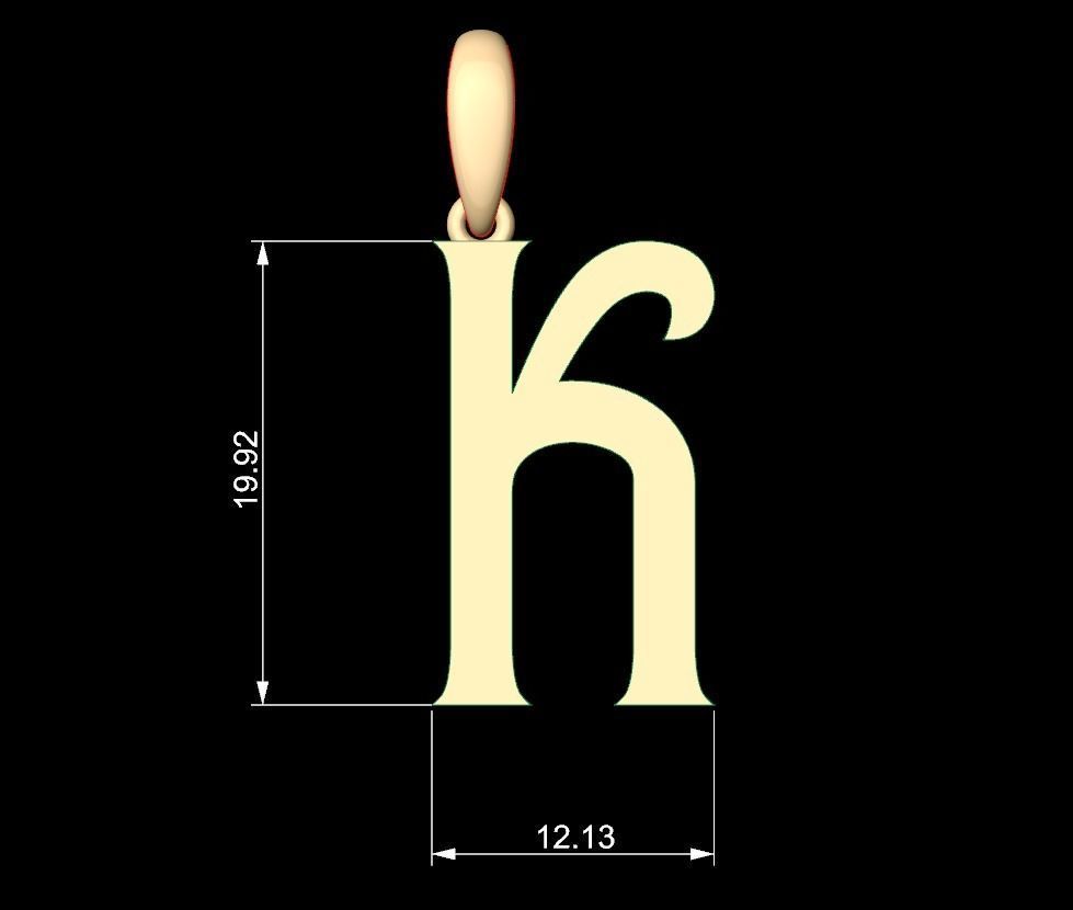 Initial Letters Pendant Mahalo K 3D print model_5